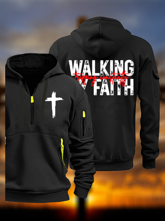 Walking By Faith Tripping Constantly  Jesus God Christian Zipper Hoodies