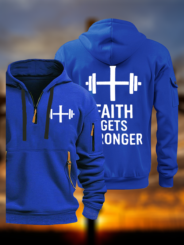 Faith Gets Stronger Jesus God Christian Zipper Hoodies