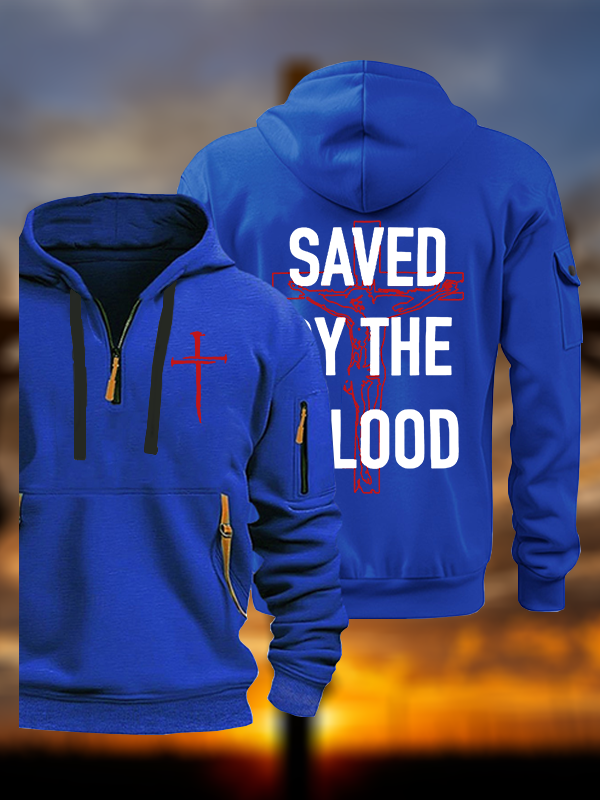Saved By The Blood Jesus God Christian Zipper Hoodies