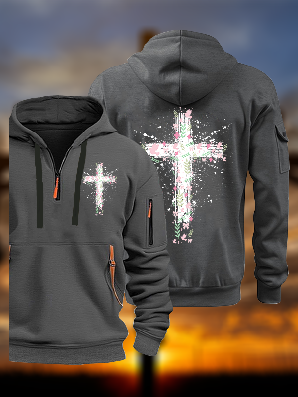Cross Flower  Jesus God Christian Zipper Hoodies