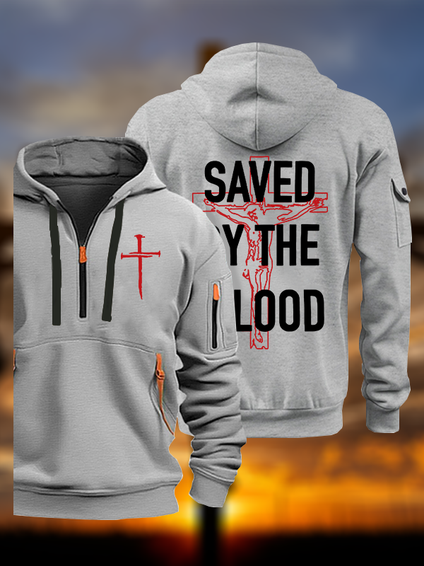 Saved By The Blood Jesus God Christian Zipper Hoodies