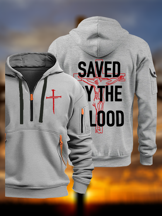 Saved By The Blood Jesus God Christian Zipper Hoodies