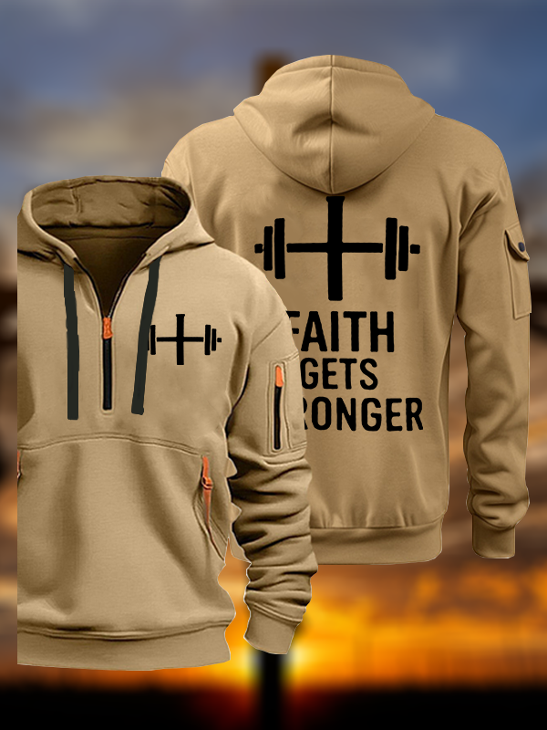 Faith Gets Stronger Jesus God Christian Zipper Hoodies
