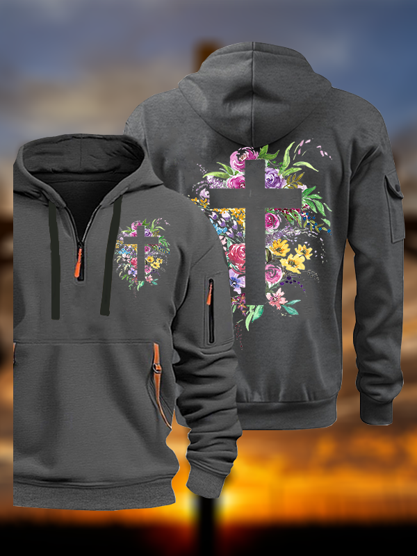 Cross Flower Jesus God Christian Zipper Hoodies