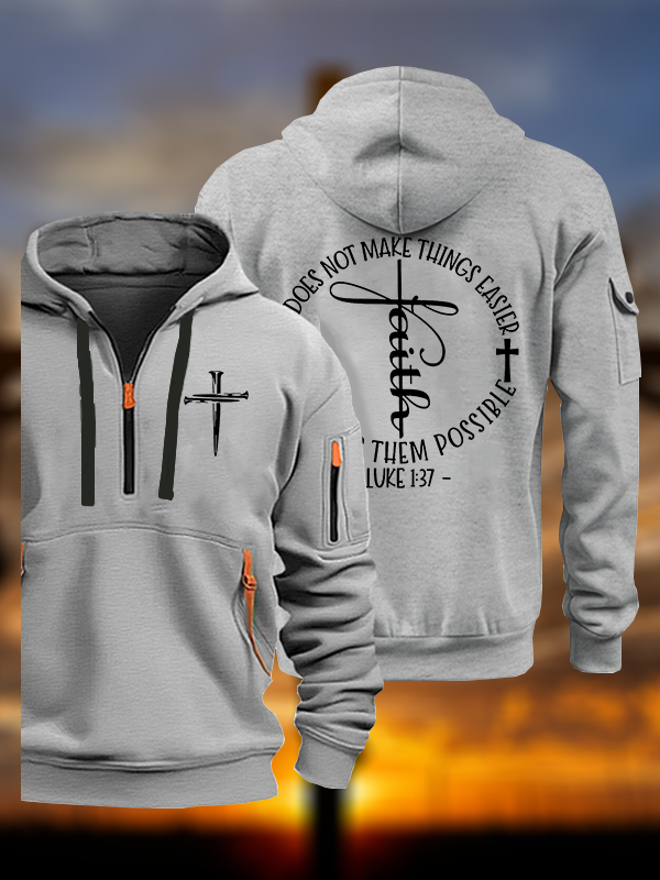 Luke 1 ：37 It Does Not Make Things Easier It Make Them Possible Jesus God Christian Zipper Hoodies