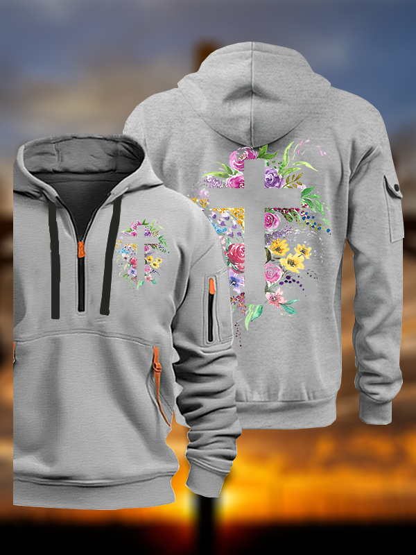 Cross Flower Jesus God Christian Zipper Hoodies