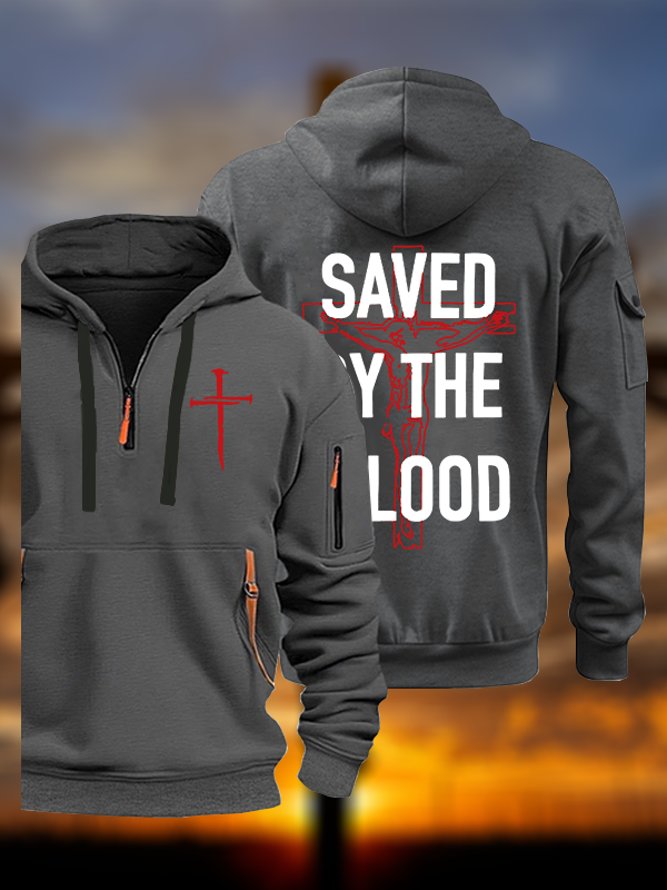 Saved By The Blood Jesus God Christian Zipper Hoodies