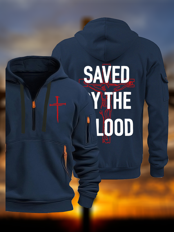 Saved By The Blood Jesus God Christian Zipper Hoodies
