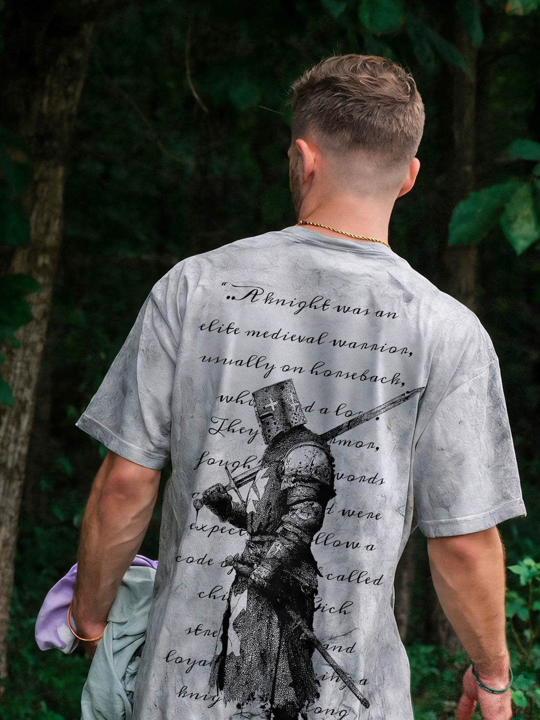 A Knight Was An Elite Medieval Warrior, Usually On Horseback, Who Held A Lot Of Power Printed Men's Washed Tee