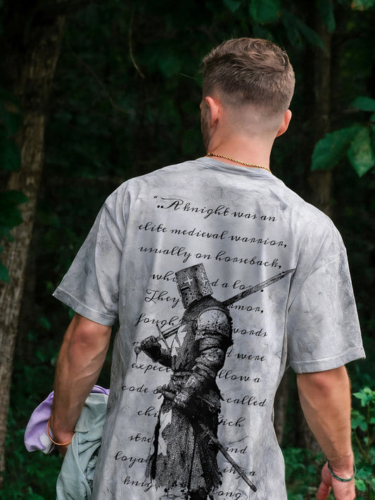 A Knight Was An Elite Medieval Warrior, Usually On Horseback, Who Held A Lot Of Power Printed Men's Washed Tee