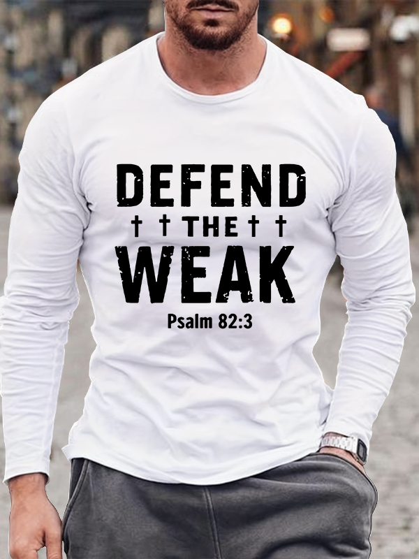 Defend the Weak - Psalm 82:3 Christian Cotton Long Sleeve T-Shirt