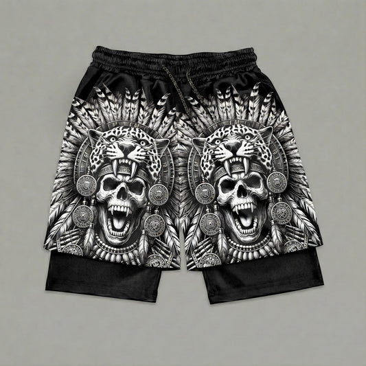 Savage Aztec Jaguar Warrior Gym Shorts 11517