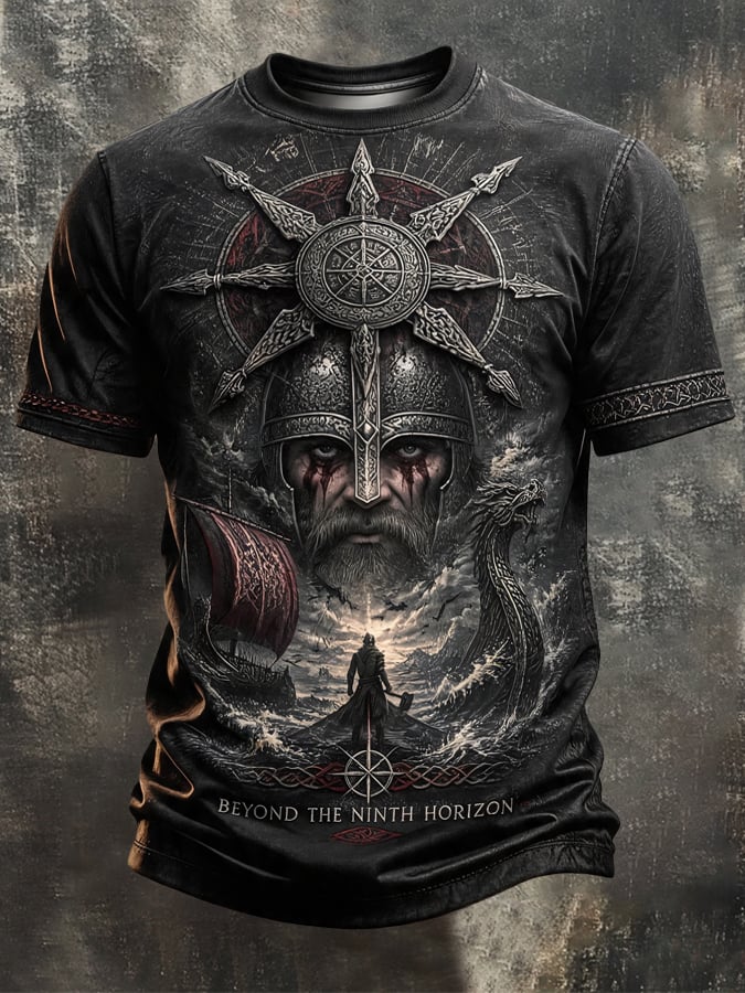Men's Vintage Viking-Print T-Shirt