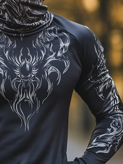 Men's Outdoor Sun Protection Breathable Cooling Mask Hooded Sun Protection Long-Sleeved Top