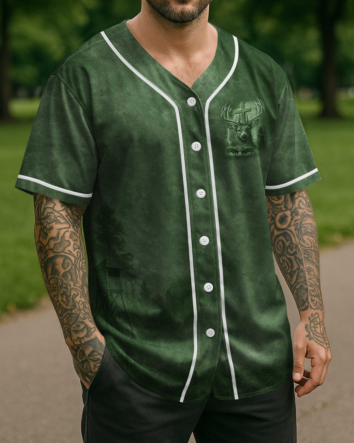 I've Got Hunting In My Veins And Jesus In My Heart Green T-Shirt