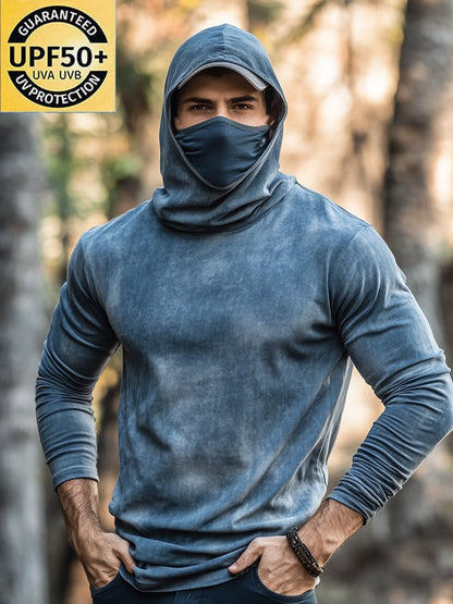 Men's Outdoor Sun Protection Breathable Cool Mask Hooded Sun Protection Long-Sleeved Top