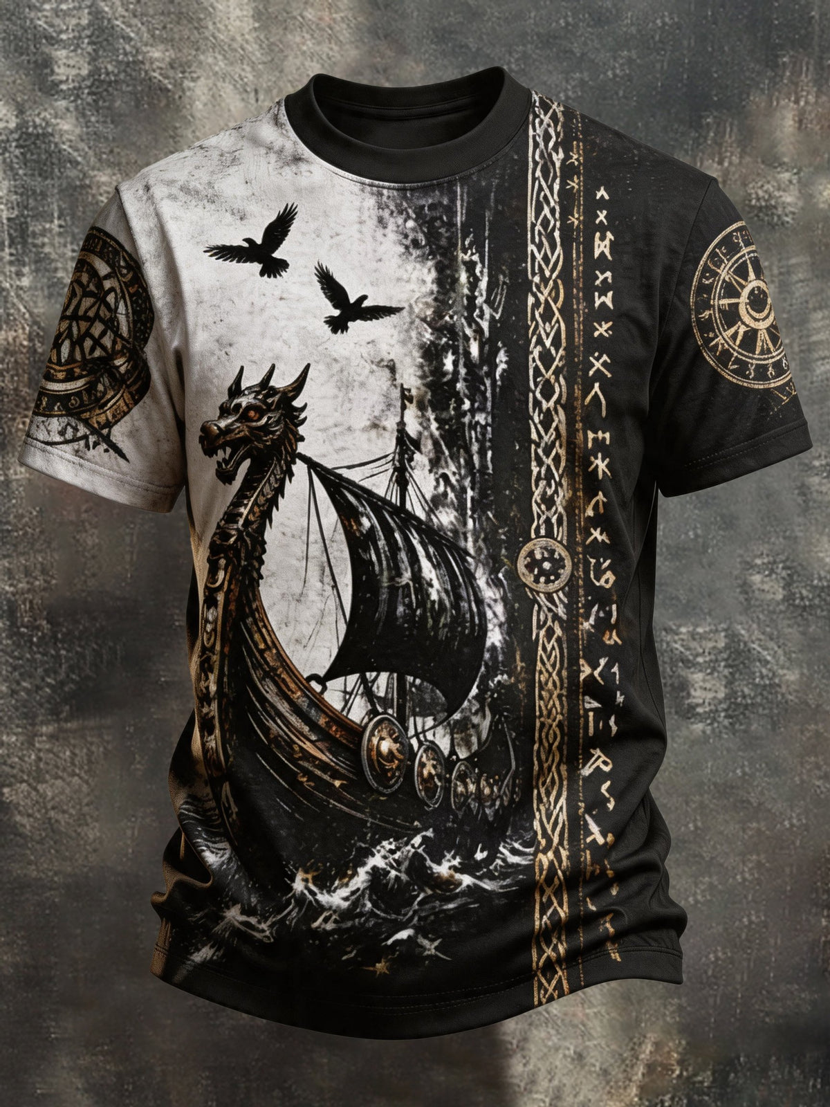 Men's Vintage Viking-Print T-Shirt