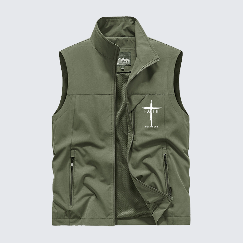 Faith Over Fear Cross Jesus God Christian Outdoor Quick-dry Vest