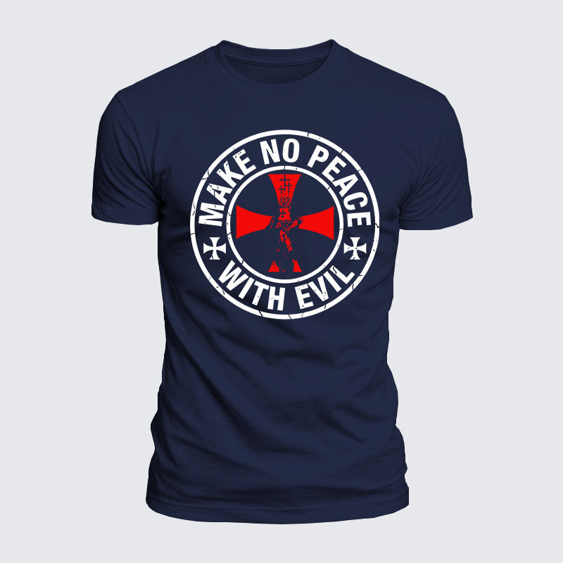 Luxe Mercerized Cotton Tee - Make No Peace with Evil Knight Templar Cross