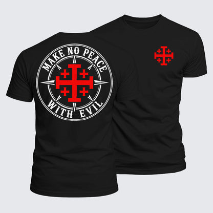 Luxe Mercerized Cotton Tee - Make No Peace with Evil Jerusalem Cross