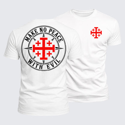 Luxe Mercerized Cotton Tee - Make No Peace with Evil Jerusalem Cross
