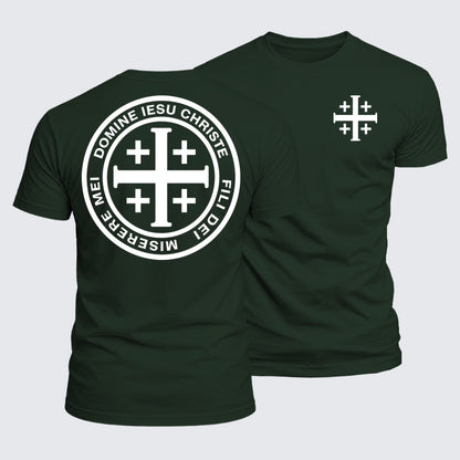 Luxe Mercerized Cotton Tee - Domine Iesu Christe Jerusalem Cross