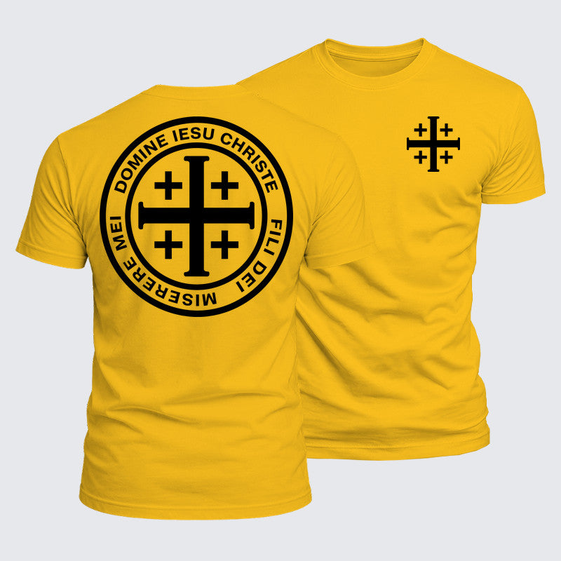 Luxe Mercerized Cotton Tee - Domine Iesu Christe Jerusalem Cross