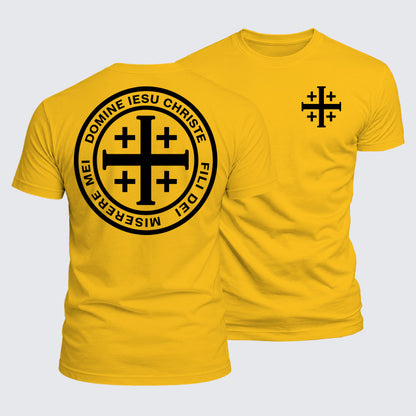 Luxe Mercerized Cotton Tee - Domine Iesu Christe Jerusalem Cross