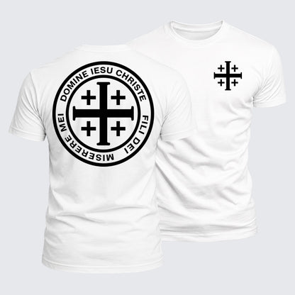 Luxe Mercerized Cotton Tee - Domine Iesu Christe Jerusalem Cross