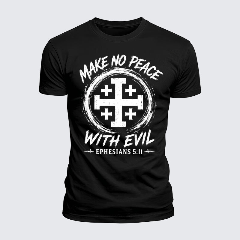 Luxe Mercerized Cotton Tee - Make No Peace with Evil  Jerusalem Cross