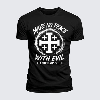 Luxe Mercerized Cotton Tee - Make No Peace with Evil  Jerusalem Cross