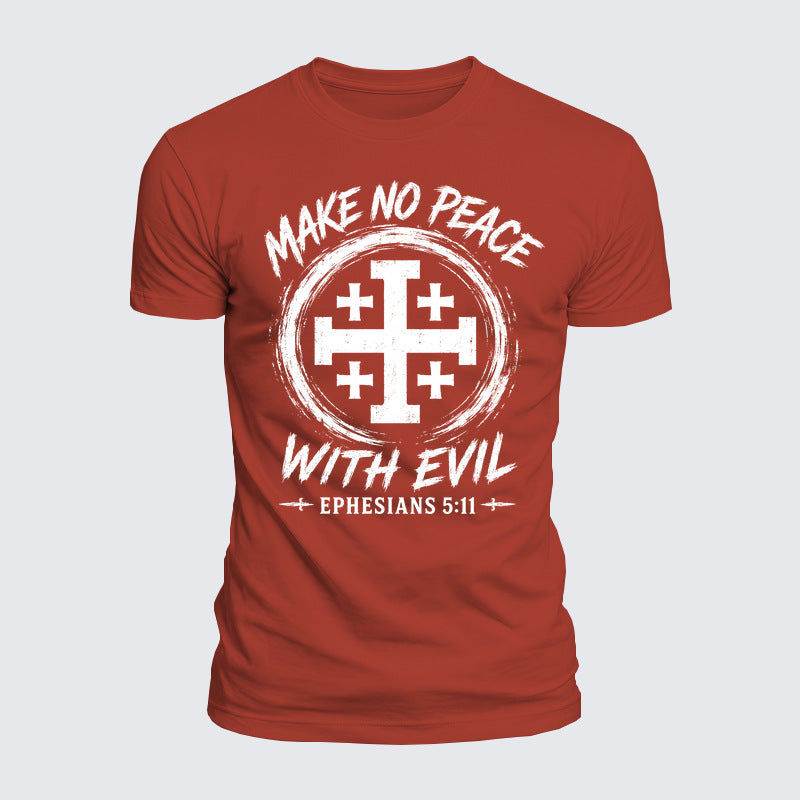 Luxe Mercerized Cotton Tee - Make No Peace with Evil  Jerusalem Cross