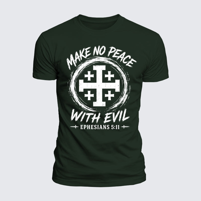Luxe Mercerized Cotton Tee - Make No Peace with Evil  Jerusalem Cross