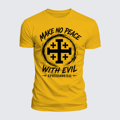 Luxe Mercerized Cotton Tee - Make No Peace with Evil  Jerusalem Cross