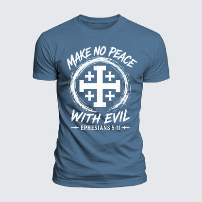 Luxe Mercerized Cotton Tee - Make No Peace with Evil  Jerusalem Cross