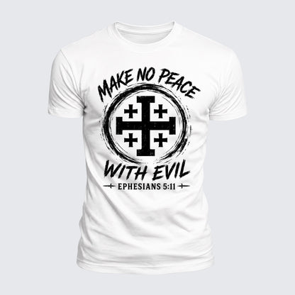 Luxe Mercerized Cotton Tee - Make No Peace with Evil  Jerusalem Cross