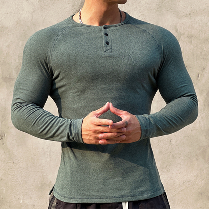Men's Henley Long Sleeved Shirt
