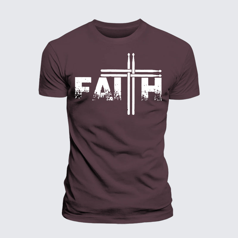 Luxe Mercerized Cotton Tee - Faith Drum Stick Cross