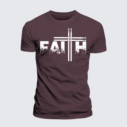 Luxe Mercerized Cotton Tee - Faith Drum Stick Cross