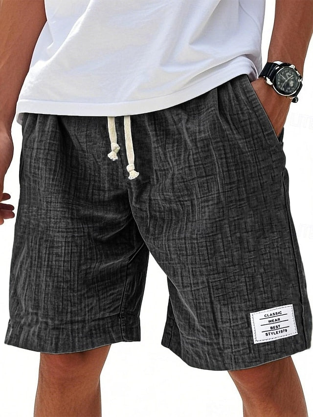 Men’s Casual Cotton Linen Shorts – Lightweight Drawstring Summer Shorts