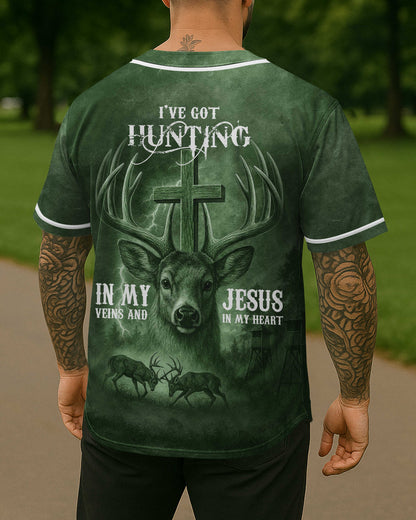 I've Got Hunting In My Veins And Jesus In My Heart Green T-Shirt