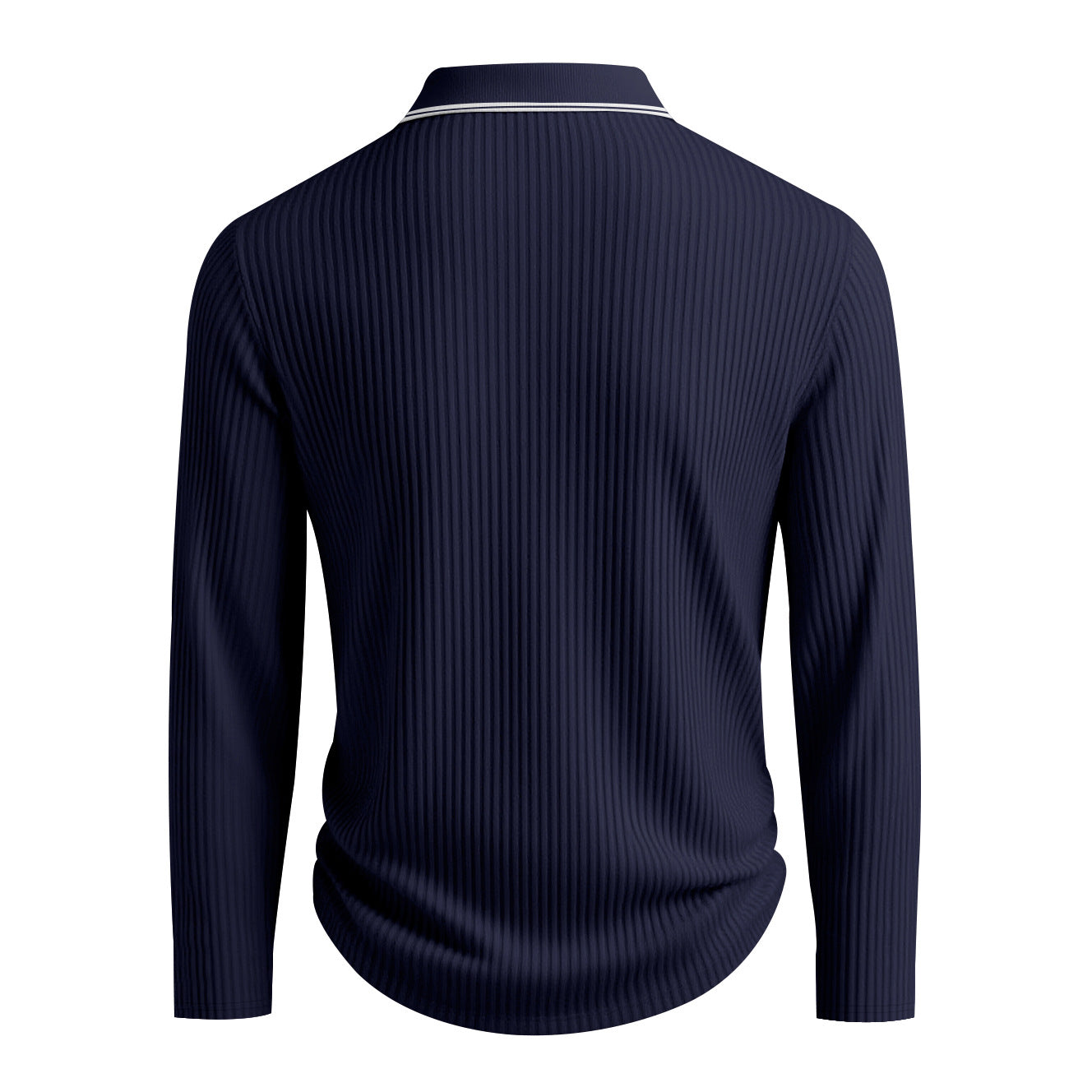 Men's Long Sleeve Polo Shirt Jacquard Fabric Collared Top