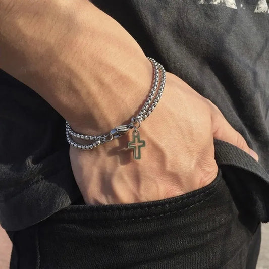 Openwork Cross Double Bracelet