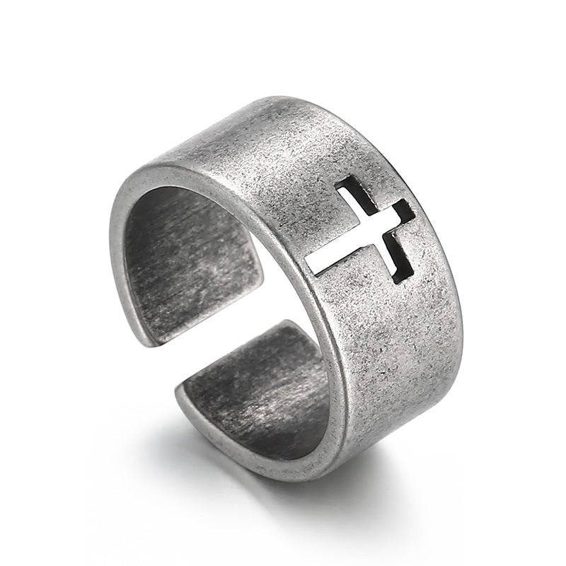 Hollow Cross Open Ring