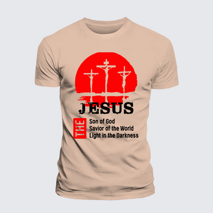 Luxe Mercerized Cotton Tee - Jesus The Son Of God The Savior Of The World The Light In The Darkness
