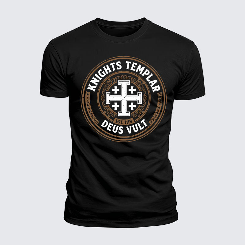 Luxe Mercerized Cotton Tee -  Knights Templar Deus Vult