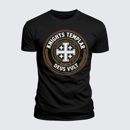 Luxe Mercerized Cotton Tee -  Knights Templar Deus Vult