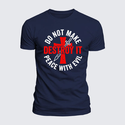 Luxe Mercerized Cotton Tee -  Make No Peace with Evil Knight Templar Jerusalem Cross