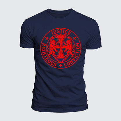 Luxe Mercerized Cotton Tee - Templar Virtues of the Knights Templar Shield