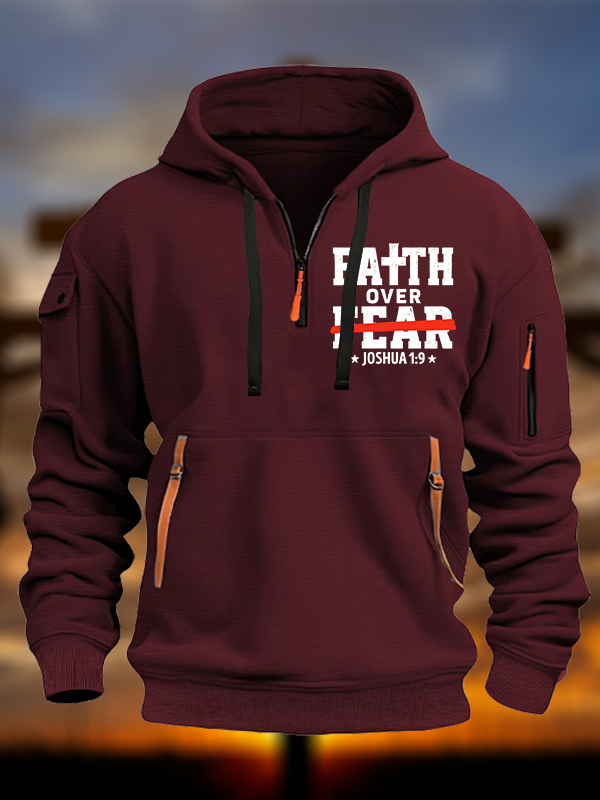 Faith Over Fear - Joshua 1:9  Jesus God Christian Zipper Hoodies